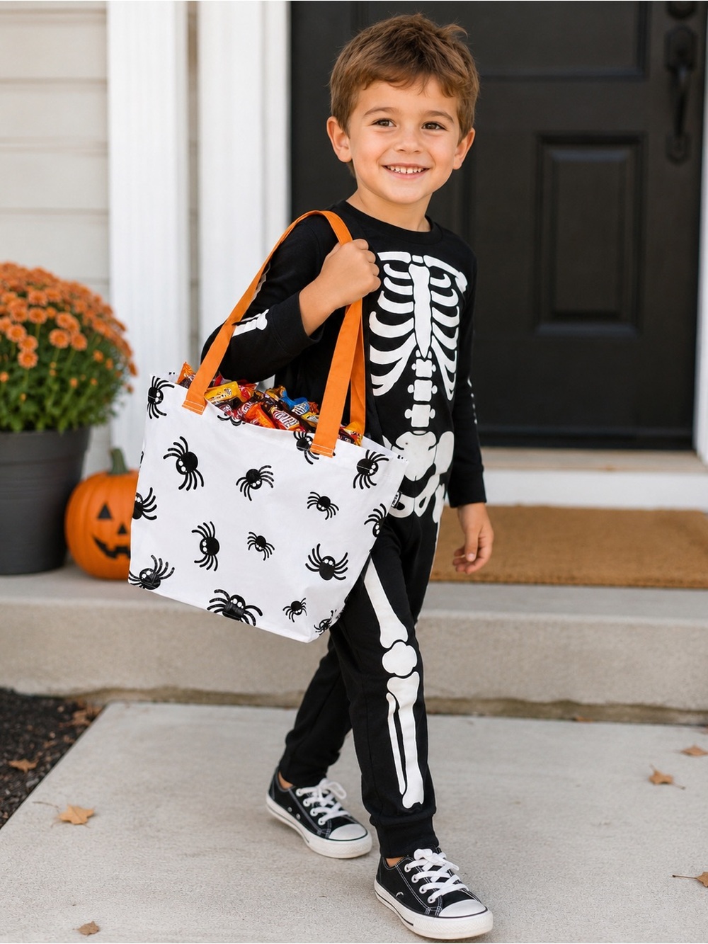 IKEA KUSTFYR Spider Pattern Halloween Tote Bag Set of 2 - Picture 6 of 6
